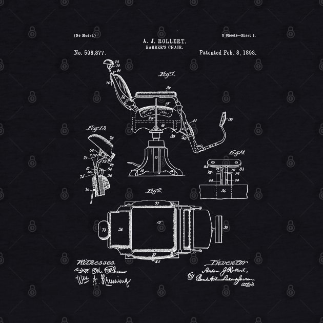 Barbers Chair Patent - Barber Art - Blueprint by patentpress